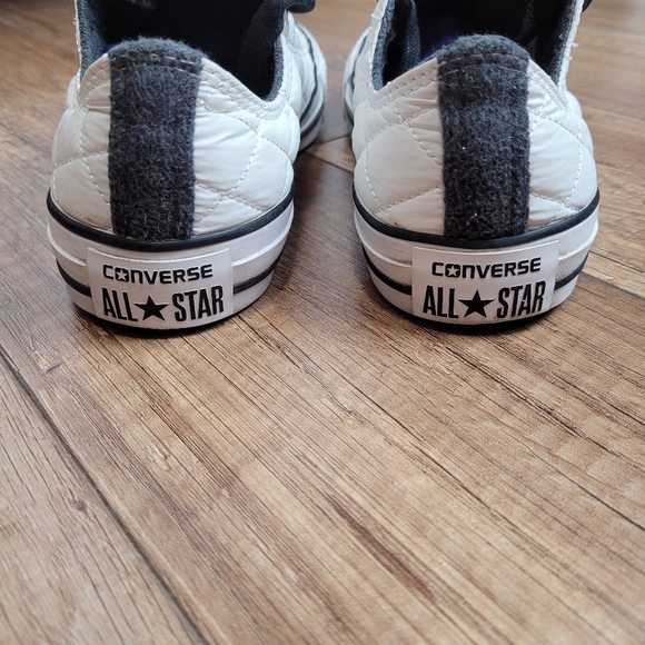 Converse Chuck Taylor Ox diamond Quilted Nylon White Black lined sneakers W 6 - Picture 5 of 16